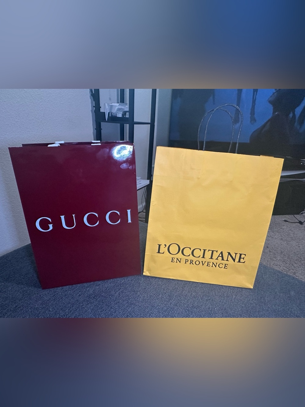 Gucci & L’Occitane Luxury Shopping Gift Bag Set of 2 Designer Bags